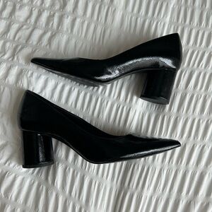 Zara Black Shiny Block Heels